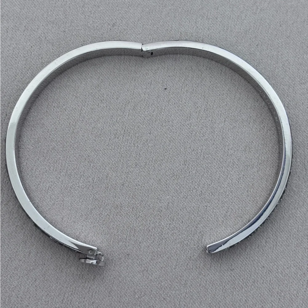 Kate Spade New York Silver-Tone Everyday Spade Glitter Enamel Bangle Bracelet - Picture 4 of 7